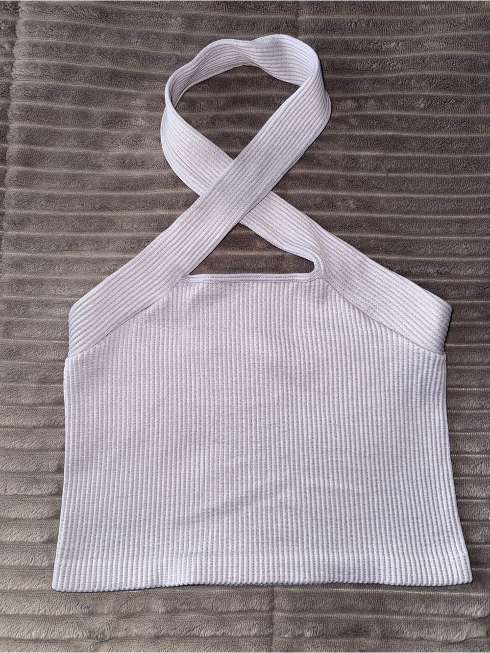 Lilac Ribbed Cross-Halter Women's Tank Top